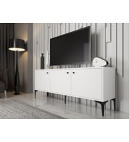 Wood'n Love Bello 160 Cm Metal Ayaklı Tv Ünitesi - Konsol - Beyaz / Siyah