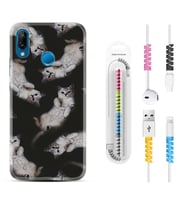 Huawei P20 Lite Mate 10 20 Lite Pro P40 Lite KılıfKablo Koruma Spiral Silikon Sevimli Kedicikler 1785