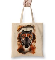 Maskeli Pug Köpek Bez Çanta Uzun Saplı