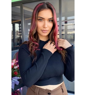 Caş Dekorasyon Yan Çıt Çıt Postiş / Bordo Renk Dalgalı / 50cm-(2 Adet)