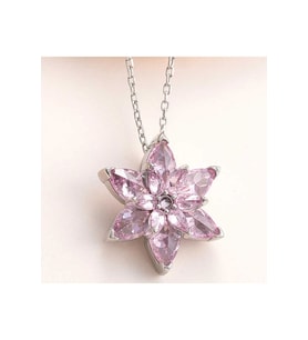 925 Ayar Gümüş Pembe Lotus Çiçeği Kolye