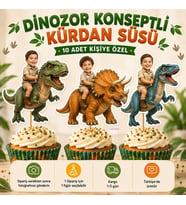 Kişiye Özel Dinozor Konseptli Kürdan Süsü 10 Adet Fotoğraflı Doğum Günü Süsü