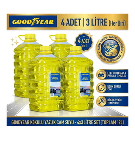 Kokulu Yazlık Cam Suyu 3 LT x 4 Adet - Toplam 12 Litre Fırsat Paketi - Leke Bırakmaz Parlak Temizlik