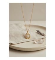Mey İthalat® 316L Çelik Zincir Gold Renk Kare Form Kolye