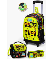 Coral High Kids Siyah Neon Sarı Game Over Desenli Çekçekli 3'lü Çanta Seti SET0123928
