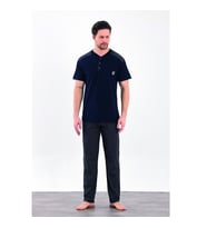 Estiva %100 Pamuk İnterlok Kısa Kol Erkek Pijama Takım (Lacivert)