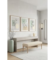 Minimalist Botanik Çizimler 3’lü Ahşap Çerçeveli Tablo Seti