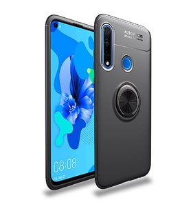 Huawei P40 Lite E Kılıf Yüzüklü Magnetli Ravel Case (Siyah)