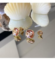 Pembe Taşlı Gold Çelik Küpe