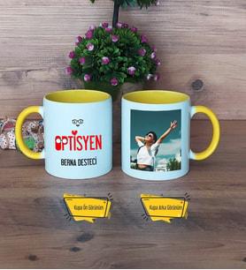 Optisyen Kupa Bardak Sarı Fotoğraflı Tıp Bayramı Hediyesi Optisyenler Günü Hediyesi