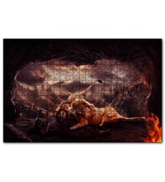 Cakapuzzle Aslanların Mağarada Dövüşü 120 Parça Puzzle Yapboz MDF (Ahşap)