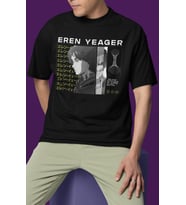 Eren Yeager Attack On Titan Baskılı Unisex Oversize Anime Dizi Karakter Tişört