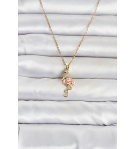 316L Çelik Zincir Gold Renk Flamingo Model Kadın Kolye