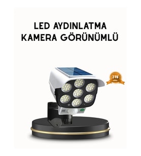 Mey İthalat® Güneş Paneliyle Şarj Olan Hareket Sensörlü Dış Mekan Güvenlik Lambası Ayarlanabilir