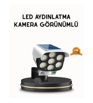 Mey İthalat® Güneş Paneliyle Şarj Olan Hareket Sensörlü Dış Mekan Güvenlik Lambası Ayarlanabilir