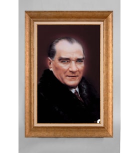 Çerçeveli Paspartulu Atatürk Tablo a565 (Gold)