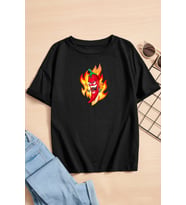 Çocuk Cartoon Face Pamuklu Tshirt (Antrasit)