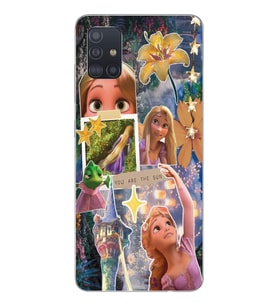 Samsung Galaxy A71 Uyumlu Rapunzel Kolaj Tasarımlı Şeffaf Telefon Kılıfı