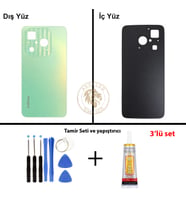 Infinix Hot 40İ Yeşil Uyumlu Arka Kapak + Yapıştırıcı ve Vida Seti Arka Cam Batarya Pil Kapağı