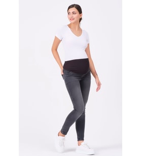 Busa Hamile Skinny Dar Paça Büyük Beden Kot Pantolon Antrasit