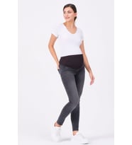 Busa Hamile Skinny Dar Paça Büyük Beden Kot Pantolon Antrasit