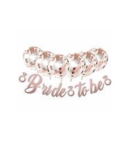 Rose Gold Konfetili Şeffaf Balon Rose Gold Bride To Be Banner