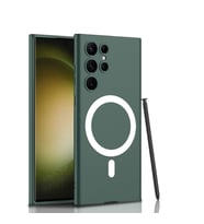 Galaxy S23 Ultra Kılıf Wireless Şarj Özellikli Zore Kıpta Magsafe Silikon Kılıf (Yeşil)