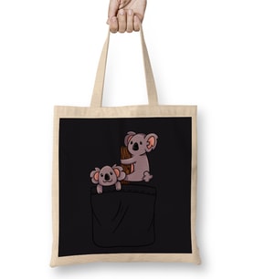 Kawaii Cute Koala Pocket 01 Bez Çanta Uzun Saplı