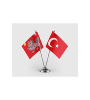 Tibet İmparatorluğu ve Türk Bayrağı İkili Saten Masa Bayrağı Takımı