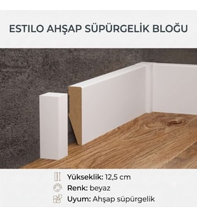 Estilo MDF Süpürgelik Aksesuarı - Beyaz Universal Blok (1 paket - 2 adet)