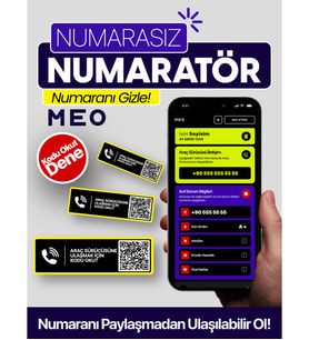 MEO Araç Numaratörü - QR Kodlu Numarasız Araç Etiketi - Araç İçi Park Telefon Numarası (Yatay)