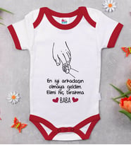 BK Kids En İyi Arkadaşın Olmaya Geldim Tasarımlı Kırmızı Bebek Body Zıbın-1