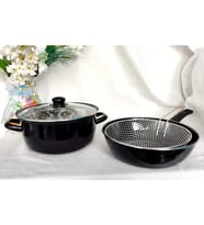 26 cm 5 buçuk litre kızartma fritöz süt yoğurt tencere + 26 cm wok kızartma cips tava