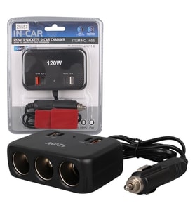 Olesson 1656 12-24V Çift USB + Çift TYPE-C 120W 80Cm Kablolu 3 Lü Araç Çakmak Çoklayıcı