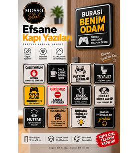 Oda Kapısı Yazısı / Kapı Tabelası / Özel Tasarım Tabela / Yapışkanlı Kapı Yazısı
