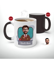 Kişiye Özel Erkek Öğretmen Karikatürlü Sihirli Kupa Bardak-3 (Beyaz)
