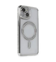 Apple iPhone 13 Kılıf Joke Simli Magneticsafe Kılıf - Gümüş