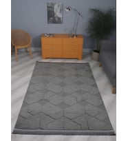Lara Bukleli Desenli Yumuşacık Peluş Halı Salon Oturma Odası Mutfak Koridor Halısı 9400D Antrasit