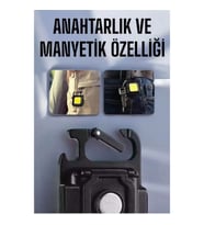 Mey İthalat® Anahtarlık Çok Amaçlı Mıknatıslı Taşınabilir Işık Led Şarjlı