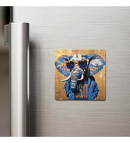 Elephant - Fil - Güneş Gözlüklü Style - Buzdolap Magneti - 9x9 Cm