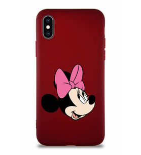 Apple iPhone XS Soft Premier Kapak Minnie Mouse-A Tasarımlı Silikon Kılıf - Mürdüm (Şeffaf)