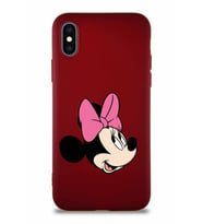 Apple iPhone XS Soft Premier Kapak Minnie Mouse-A Tasarımlı Silikon Kılıf - Mürdüm (Şeffaf)