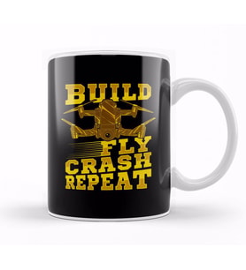 Build Fly Crash Repeat Cute Drone Pilot Flying Pun Kupa Bardak Porselen