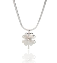 İtalyan Yassı Zincirli Yonca Model Gümüş Kadın Kolye 201023823