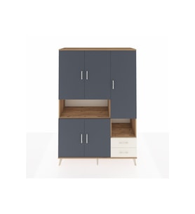 Hyperion Dolap 10 Raflı 2 Çekmeceli 5 Kapaklı 132x44x195 Çam-Antrasit/Aytaşı