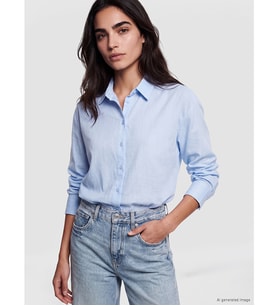 LCW Vision Mavi Oversize Poplin Kadın Gömlek