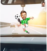 Kişiye Özel Karikatürlü Futbolcu Ahşap Araba Dikiz Ayna Süsü