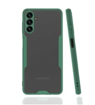 Galaxy A13 Kılıf Kamera Korumalı Arkası Şeffaf Silikon (Koyu Yeşil)
