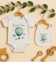 Pia Baby Premium %100 Pamuk İsme Özel Organik Baskılı Çıtçıtlı Bebek Body Ve Önlük 5023-20 (Ekru)