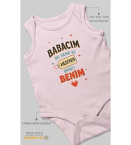 Babacım Bu Sene Ki Hediyen Geldi Benim Baskılı Bebek Zıbını – Çıtçıtlı Body  %100 Pamuk Sıfır Kol (Bebek Pembesi)
